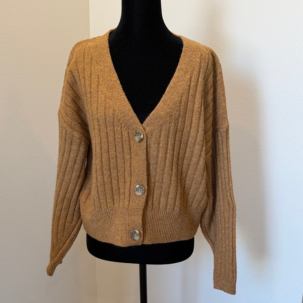 A New day Medium Camel Button-Up Cardigan